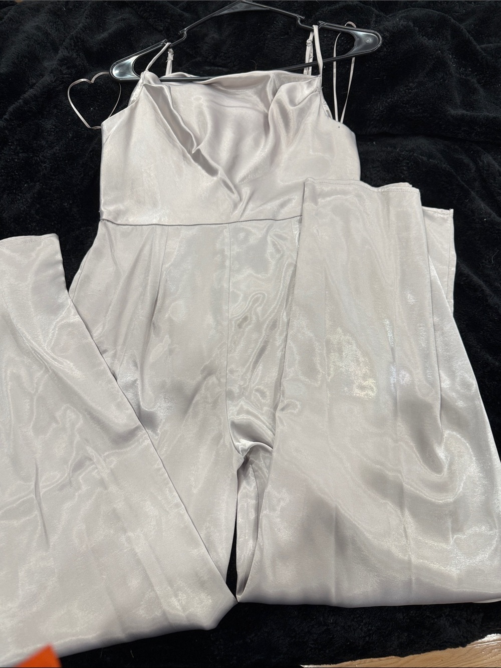 miami Silver Satin Cowl Neck Jumpsuit